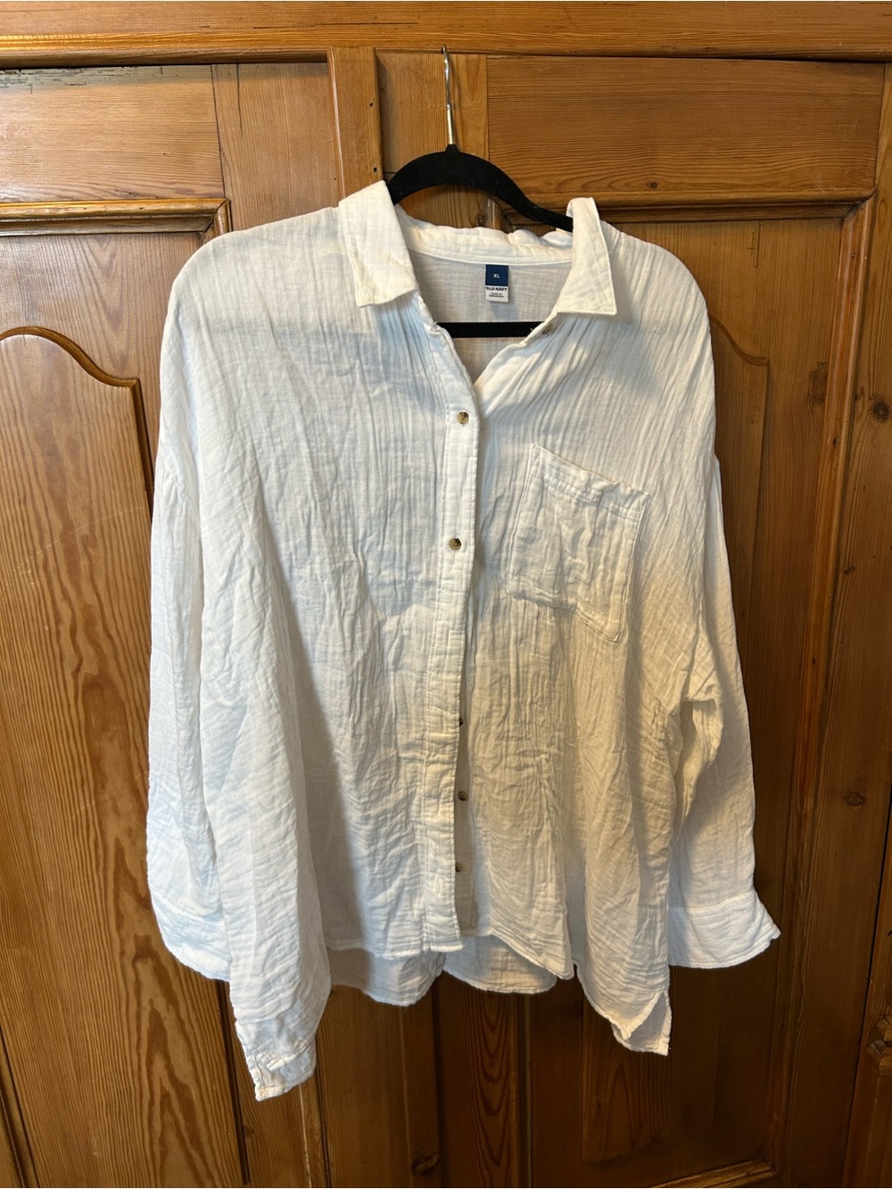 Old Navy White Lightweight Button-Up Cotton Gauze Shirt